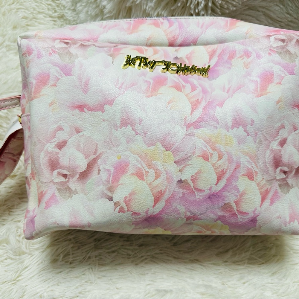 Betsey Johnson Pink Floral Cosmetic Bag